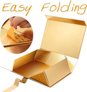 Grandi Scatole Regalo Lucide Dorate con Coperchio per <span class=keywords><strong>Regali</strong></span>, Scatole Regalo di Lusso Magnetiche Dorate con Nastro, Scatole Regalo per Proposte Damigelle - Product Image 6