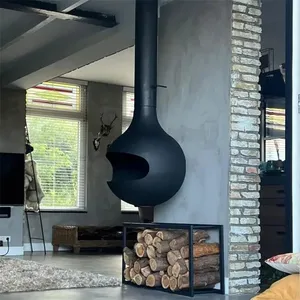 Estufa redonda colgante Chimenea de leña interior para Villa y hotel