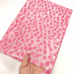 Luxury 17gsm Pink Heart Printing Tissue Paper Uncoated Wood Pulp Material for Clothes Shoes Packaging and Gift Wrapping