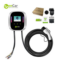 Borne de recharge murale pour véhicules électriques Type 1 48 Ampères 11kW, station de recharge pour voitures électriques 48A avec WiFi, application, RFID, IP66, grand écran