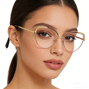 <span class=keywords><strong>Gafas</strong></span> de Computadora con Protección Anti Luz Azul, Diseño Retro Clásico de Alta Gama, Montura Metálica Ligera con Tallado Hueco para Mujer - Product Image 5