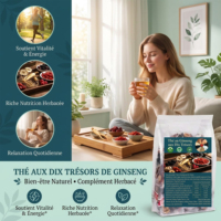 Teh Ginseng Sepuluh Harta Karun Alami Label Pribadi OEM Langsung dari Pabrik, 150g 30 Sachet, Campuran Herbal untuk Vitalitas Pria, Grosir