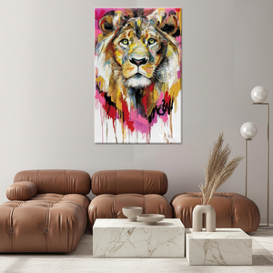 Printed Canvas Artwork: Bohemian Abstract Lion Tempered Glass,<b>WRAPPED</b> CANVAS - Product Image 2