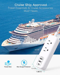 One Beat US Ultra Flat Plug Power Strip 2 prises 3 ports USB (1 USB C) Compact pour Travel & Crusie & Home Travel Adapter - Product Image 4