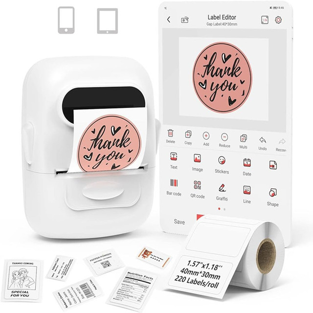 Marklife P50 Adhesive Label Sticker Machine DIY Pattern Inkless Printing QR Code Wireless Label Printer Thermal Label Printer