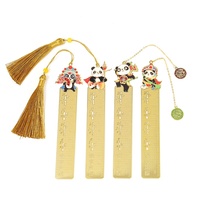 Marque-pages en métal à pampilles imprimés UV sur le thème du panda, style chinois, avec règle, coffret cadeau pour les étudiants débutant l'année scolaire