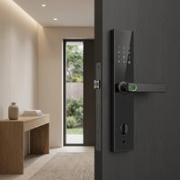 Serrure Intelligente pour Porte en Bois Compatible Tuya TTLock Modèle P3/ & Accès par Empreinte Digitale, Code et Carte Wi-Fi
