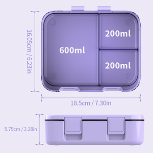 Tritan Children <b>Lunch</b> <b>Box</b> 3 <b>Compartment</b> Leak Proof Rectangle M Size For School Picnic - Product Image 4