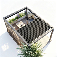 Pergola à lames orientables robuste pour patio extérieur, structure en alliage d'aluminium avec revêtement en poudre et éclairage LED