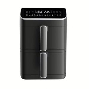 Friteuse à air double panier 2026, 12L, 2800W, contrôle numérique, minuterie 0-60 min, 200 ° Poignée en acier inoxydable sans huile avec contrôle de température C - Product Image 1