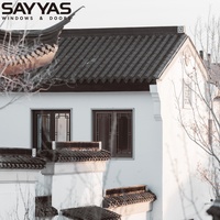 Ventanas Abatibles de Estilo Antiguo Personalizadas SAYYAS, Ahorro de Energía, Aislamiento Térmico, Resistentes al Viento, para Construcción de Paredes Blancas y Azulejos Negros