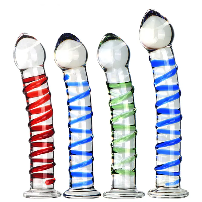 Beste Qualität Erwachsene Produkte Glas gestreifte Sexspielzeug Kleine Größe Paar Sexspielzeug Glas Dildo Anal Plug für weibliche Masturbation