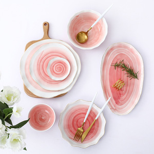 Juego de Vajilla Moderno y Lujoso de Cerámica Sostenible con Diseño de Mármol, Plato Redondo de Porcelana para Bodas, Novedad 2024 - Product Image 4