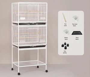Gabbia per Uccelli Impilabile in Ferro per Allevamento di Pappagalli, Agapornidi, Cocorite e <span class=keywords><strong>Cockatiel</strong></span>, Spazio Extra Large con Supporto Mobile - Product Image 4