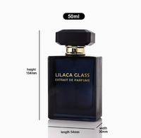 OLATEC 50 100ML Botella de Perfume de Vidrio Negro con Tapa a Presión, Tapa Geométrica, Opción de Logotipo Personalizado, Envase de Fragancia de Lujo