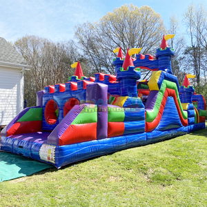 Outdoor commercial bouncy castle with <b>slide</b> parcours d'obstacles gonflable giant inflatable obstacle course - Product Image 2