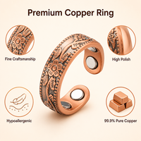 Bague ajustable de style vintage pour homme avec zircon, plaquée or, en cuivre pur, motif floral, pour fiançailles et soirées