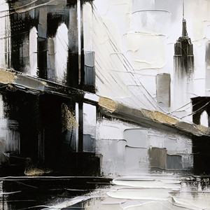 Peinture à l'huile abstraite de pont <span class=keywords><strong>urbain</strong></span>, art de <span class=keywords><strong>paysage</strong></span> <span class=keywords><strong>urbain</strong></span> moderne, décoration, tons <span class=keywords><strong>noir</strong></span>, <span class=keywords><strong>blanc</strong></span> <span class=keywords><strong>et</strong></span> or, peinture peinte à la main pour salon - Product Image 4