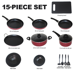 Batterie de cuisine ergonomique en aluminium antiadhésive de 15 pièces à poignée en bakélite, durable et moderne, au <span class=keywords><strong>prix</strong></span> de gros - Product Image 3