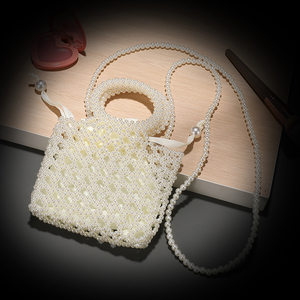 Sac bandoulière perlé fait main d'été, pochette de soirée élégante avec anse en anneau, sac à main croisé pour femme, pochette de fête - Product Image 5