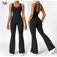 Femmes respirant une pièce maigre Fitness pantalon sport danse décontracté fendu Flare barboteuses combinaisons pour entraînement Yoga