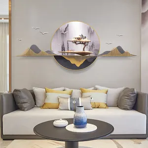 Popüler ev mobilyaları büyük boy moda manzara 3d ağaç Metal duvar sanatı asılı dekorasyon
