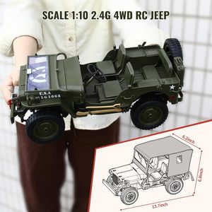 Camioneta Clásica de Control Remoto 1:10, Modelo de Hobby Willys 1941, Coche de Juguete <span class=keywords><strong>Militar</strong></span> Grande, Vehículo <span class=keywords><strong>Todoterreno</strong></span> de Control Remoto para Niños - Product Image 2