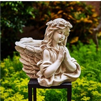 Jardinières à ailes d'ange avec mains fermées, pour prière, buste d'ange, jardin, jardinières de Statue