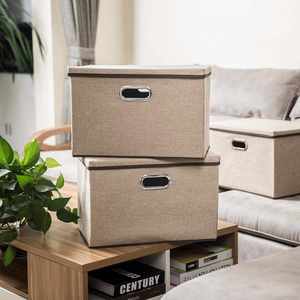 Wholesale Cotton Linen Storage Box with Lid Foldable Desktop Organizer for Toys & Clothes <b>Wardrobe</b> Storage Box - Product Image 3