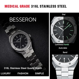 Reloj de Pulsera de Acero Inoxidable OEM ODM, Resistente al Agua, de Lujo, con Movimiento de Cuarzo Japonés, para Hombre, con Caja Plateada - Product Image 2