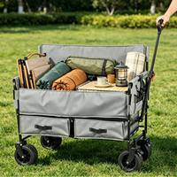 Chariot de camping pliable mini, chariot de pique-nique et de courses, chariot à roulettes pivotantes en métal durable et résistant à la rouille
