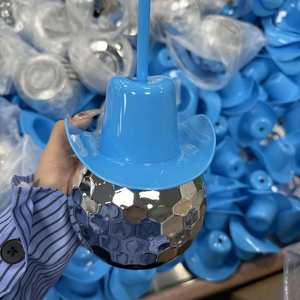 Cowgirl Lids New Party Hat Cowboy Electroplated Glitter Cowgirl Style 500ml PS <b>Plastic</b> Disco Ball Drinking Cup with Straw - Product Image 4