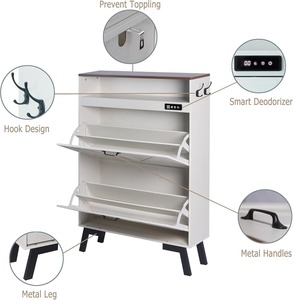 Farmhouse <strong>White</strong> 2 Flip Drawers Deodorizing <strong>Shoe</strong> Cabinet <strong>Shoe</strong> Rack Entryway <strong>Storage</strong> with Deodorizing Function - Product Image 6