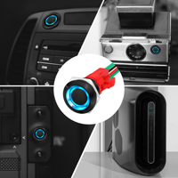 19MM Heavy Duty Momentané 12V Bouton Interrupteur IP67 Étanche 20A Métal Léger Bouton Poussoir avec LED Bleue pour Voiture Marine Bateau
