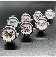 Jam Tangan Cincin Quartz HOVANCI Mini Stainless Steel Bulat Elastis Adjustable Model Kupu-kupu untuk Pernikahan dan Hari Valentine