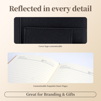 Carnet en cuir A5 à couverture rigide multi-poches, coffret cadeau d'entreprise haut de gamme avec stylo à bille métallique, logo personnalisé