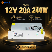 Alimentation à découpage 240W 85-260V AC/DC 12V 20A à sortie unique pour LED, applications industrielles et domotiques