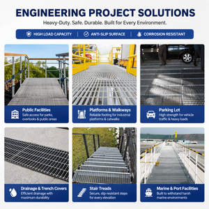 EN124 D400 Standard Langlebige Treppenstufen Stahlgitter für Außenbereich Bodenbelag Laufsteg Treppenstufen mit Verstärkten Betonstäben - Product Image 6