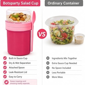 Gobelets réutilisables pour yaourt, parfait et overnight oats avec logo personnalisé, 100 % étanches avec couvercle et cuillère, lot de 4 pour <span class=keywords><strong>la</strong></span> préparation des repas, le petit-déjeuner, <span class=keywords><strong>la</strong></span> salle de sport, le déjeuner - Product Image 4