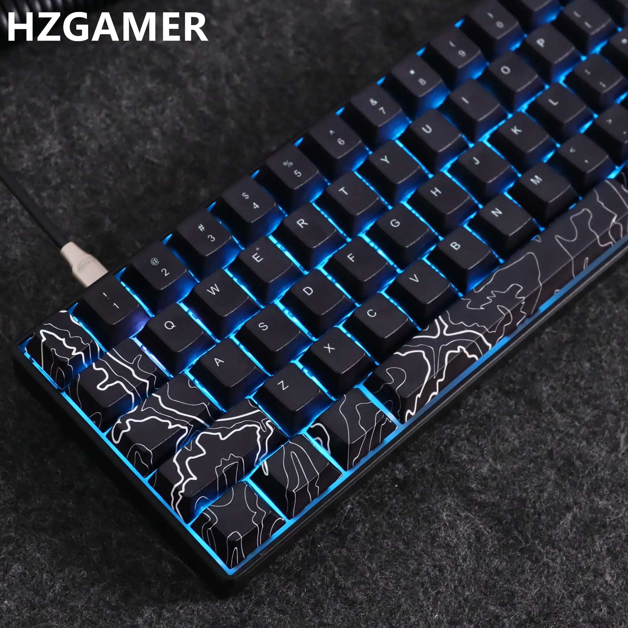 HZGAMER Gaming Keyboard, PBT Dye Sublimation Keycaps Custom Keyboard Case, Customized Topographic Keycaps