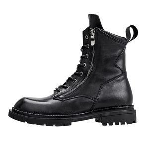 <b>Spring</b> fashion men's retro work <b>boots</b> with zippers, cowhide <b>boots</b>, hand-tied laces, outdoor motorcycle <b>boots</b> men's chukka <b>boots</b> - Product Image 5