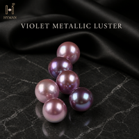 Perles d'eau douce naturelles rondes de qualité A-5A de 10-11 mm, mélange de violet