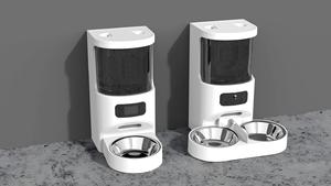 Comedero automático para mascotas con doble tazón, cámara, wifi, alimentación programada para gatos y perros, forma redonda, enchufe estadounidense, carga por cable. - Product Image 2