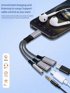 Adaptateur de chargeur USB C vers casque 3,5 mm 3 en 1 Adaptateur audio USB C vers Aux pour iPhone 16 15 <span class=keywords><strong>Samsung</strong></span> <span class=keywords><strong>Galaxy</strong></span> S24 S23 - Product Image 6