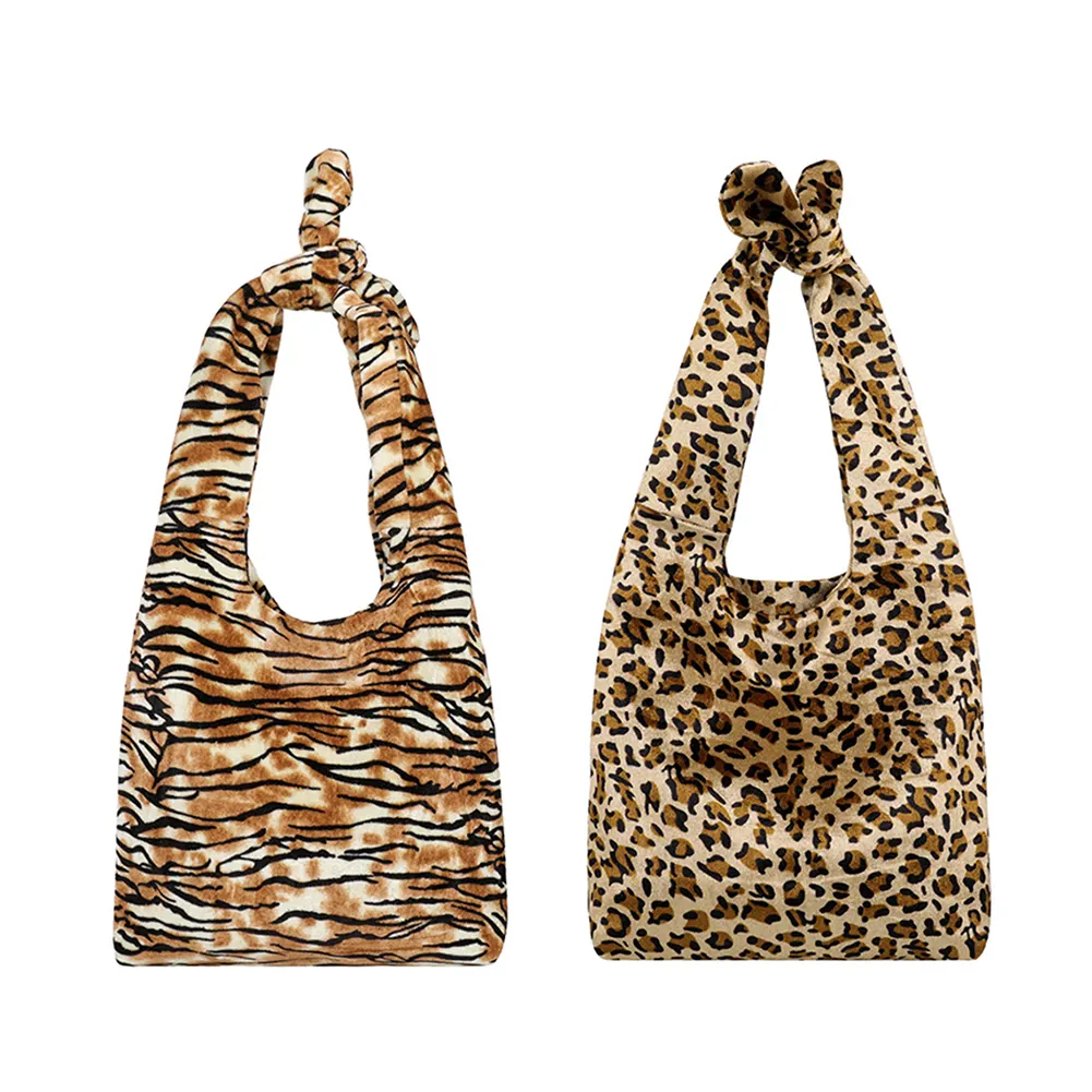Geweek atacado sacola de laço de pelúcia, casual, personalizada, estampada, leopardo, padrão animal, sacos de subolmação