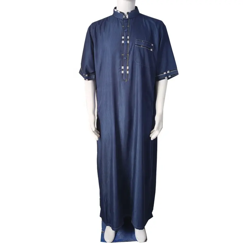 Dubai Nối Màu Qatar Phong Cách Thobe Người Đàn Ông Hồi giáo Quần Áo Thawb jubbah