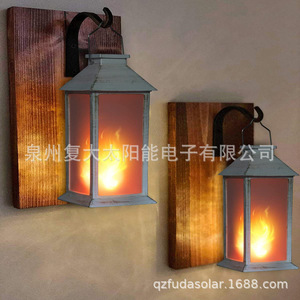 <b>Solar</b> Flame <b>Lantern</b> Led Wall Mount Outdoor Garden Light With Battery Included - Product Image 1