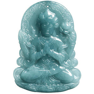 หยกธรรมชาติสีน้ำเงิน หยกพระอวโลกิเตศวรา จี้หยก ดีไซน์ดั้งเดิม สไตล์จีน ของขวัญพร้อมใบรับรองการประเมิน GY67 - Product Image 5