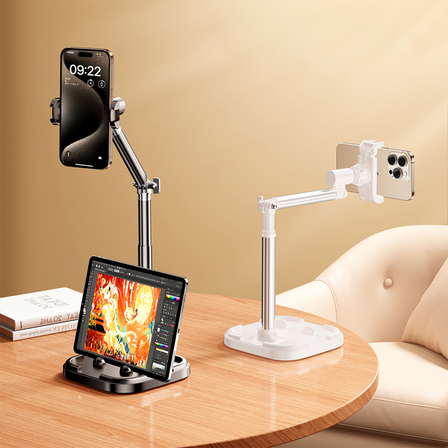 Aluminum Alloy 360 Rotation Adjustable Cell Tablet Desk Phone Holder Foldable Phone Stand Live Streaming Custom Logo Portable