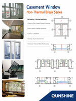 SUNGYE Portes et fenêtres à battants modernes en alliage d'aluminium à rupture de pont thermique, double vitrage trempé, insonorisées, pour villas, à haute efficacité énergétique